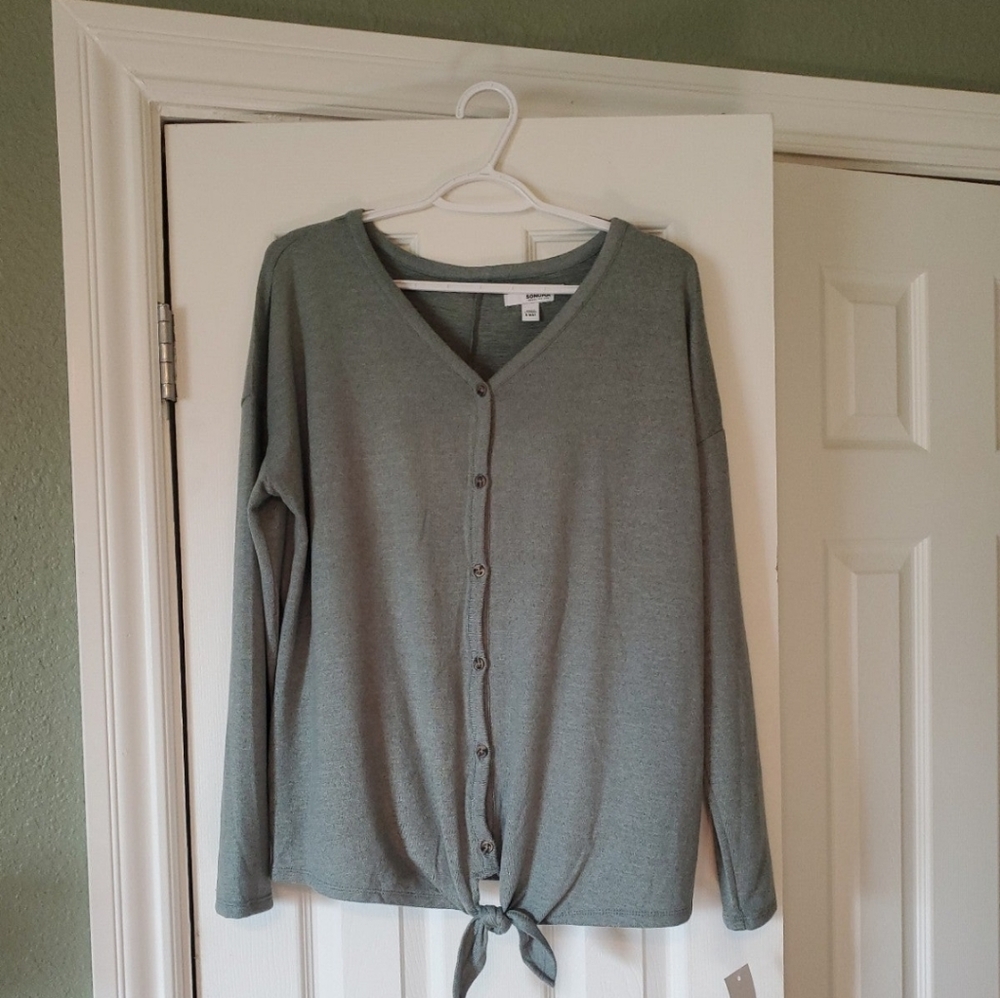 Sonoma Small Maternity Nursing Long Sleeve Green Sweater Knotted NEW